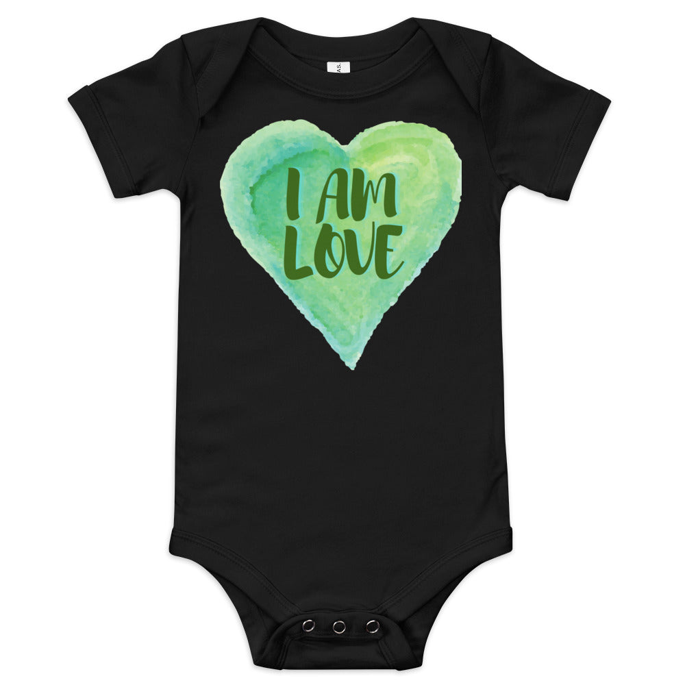 I AM Love Positive Affirmation Baby short sleeve one piece