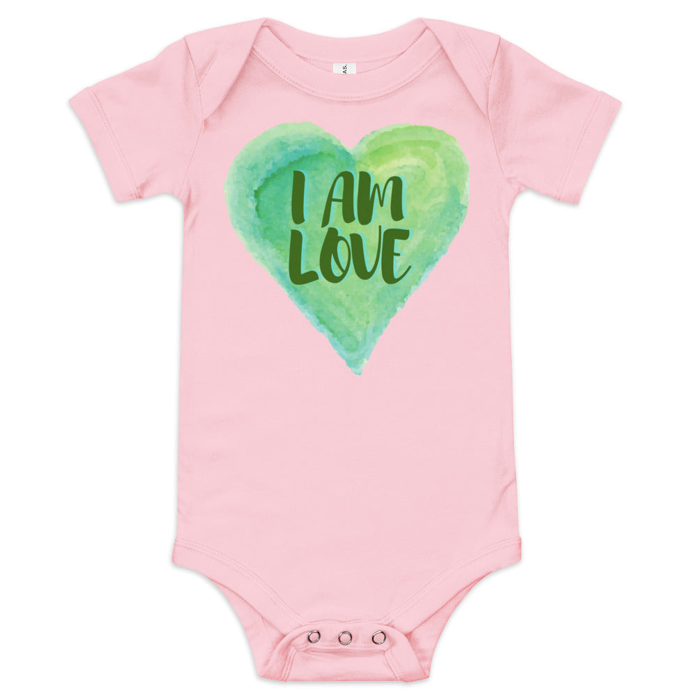 I AM Love Positive Affirmation Baby short sleeve one piece