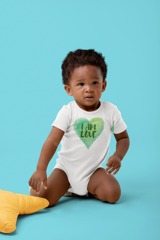 I AM Love Positive Affirmation Baby short sleeve one piece